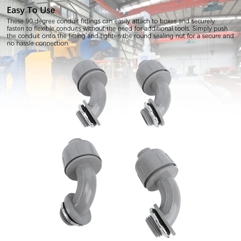 20 Pack Liquid Tight Connectors 3/4 Inch NPT 90 Degree PVC Conduit Fittings For Flexible Wire Cable Wiring Pro Spec Slick Seals Easy Grip Heavy Duty Bulk Hardware Bundle