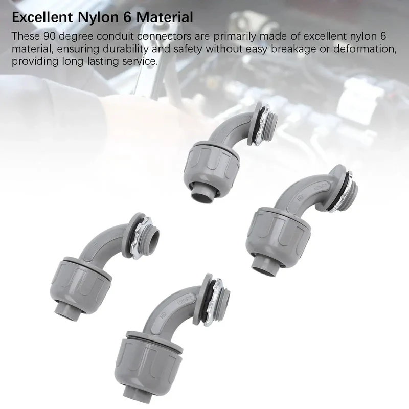 10 Pack Tough 1 Inch NPT Liquid Tight Flex Conduit Connectors 90 Degree Elbow Non Metallic Electrical Cord Grip Adapters Heavy Duty Drop In Seals For Quick Kitchen Bathroom Junction Box Install
