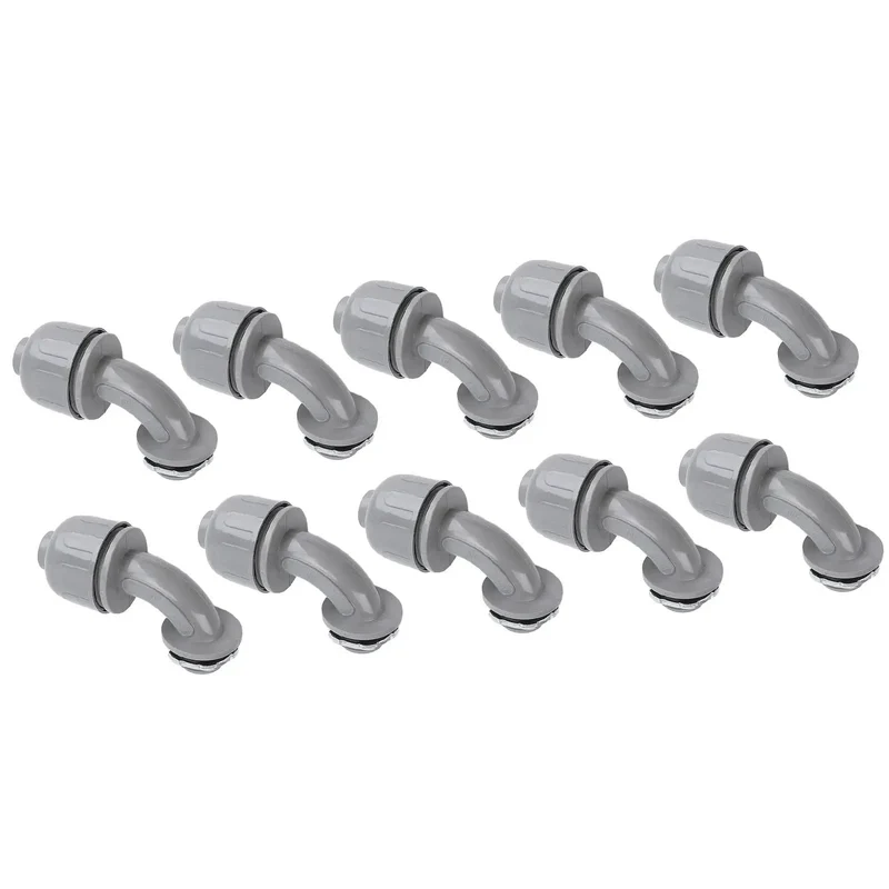 10 Pack Tough 1 Inch NPT Liquid Tight Flex Conduit Connectors 90 Degree Elbow Non Metallic Electrical Cord Grip Adapters Heavy Duty Drop In Seals For Quick Kitchen Bathroom Junction Box Install