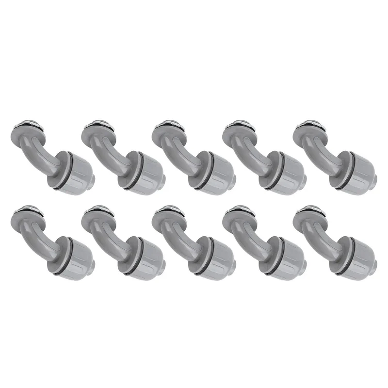 10 Pack Tough 1 Inch NPT Liquid Tight Flex Conduit Connectors 90 Degree Elbow Non Metallic Electrical Cord Grip Adapters Heavy Duty Drop In Seals For Quick Kitchen Bathroom Junction Box Install