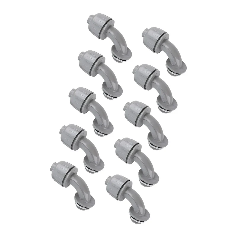 10 Pack Tough 1 Inch NPT Liquid Tight Flex Conduit Connectors 90 Degree Elbow Non Metallic Electrical Cord Grip Adapters Heavy Duty Drop In Seals For Quick Kitchen Bathroom Junction Box Install