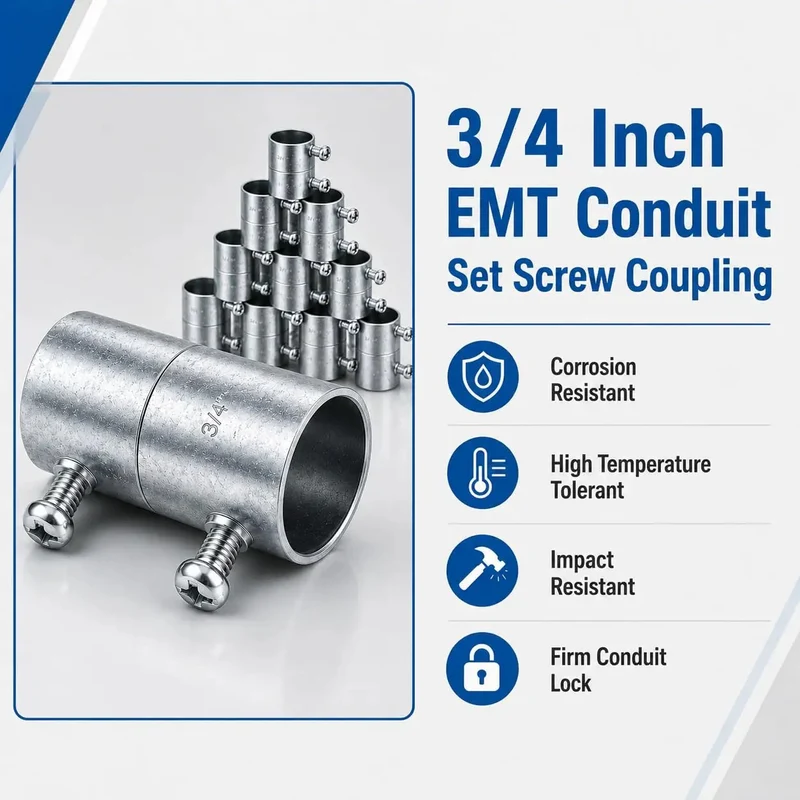 10 Pack 3/4 Inch Emt Couplings Set Screw Connectors Rock Solid Galvanized Steel Electrical Conduit Fittings For Residential Wiring And Commercial Job Sites Built Tough To Last