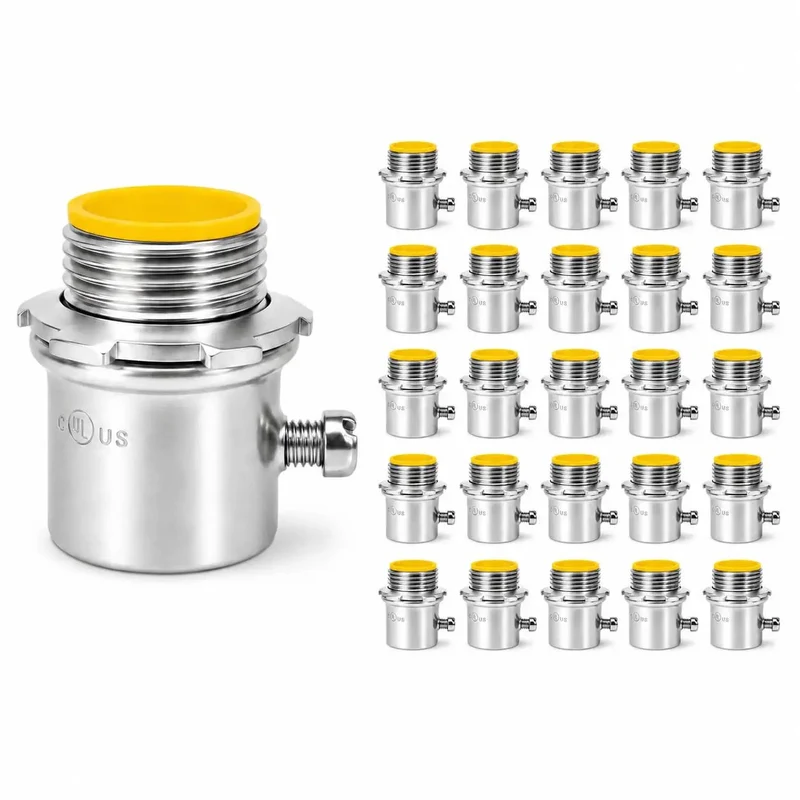 Solid As A Rock 3/4 Inch Emt Conduit Connectors 25 Pack Zinc Plated Set Screw Fittings With Insulated Throat Dead Simple Setup For Indoor Electrical Wiring That Demands Top Shelf Quality And Reliable Power Flow
