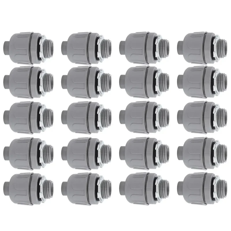 Tough As Nails 20 Pack Half Inch Npt Liquid Tight Conduit Connectors Rugged Nylon 6 Non Metallic Fittings Designed For Knuckle Buster Electrical Work Hvac Rigging And Gritty Outdoor Lighting Upgrades