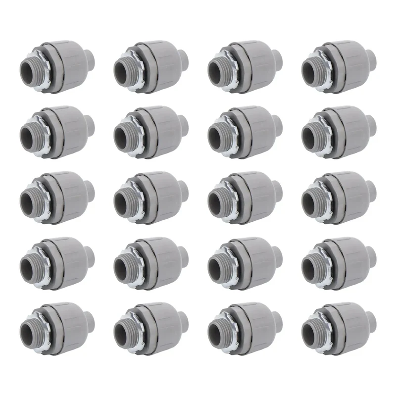No Sweat Half Inch Npt 180 Degree Straight Conduit Connector Plug 20 Pack Toolless Slide Setup Tough Steel Hybrid Impact Proof Electrical Wire Cable Fitting Set