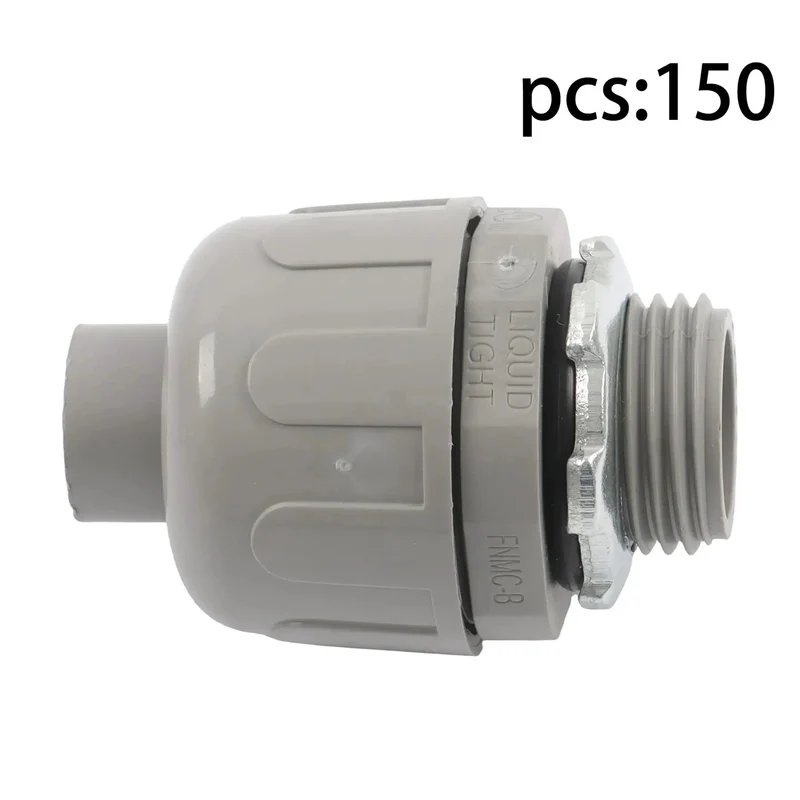 Heavy Duty Half Inch Npt Conduit Connectors 180 Degree Straight Wire Cable Grip 150 Pack Tool Free Slide And Tighten Design Built Tough Impact Resistant Hangs Solid On Rough Job Sites