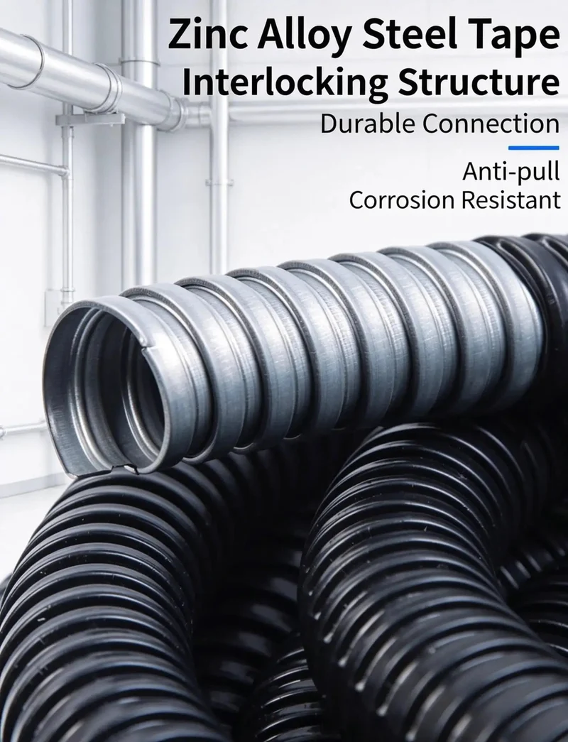Wicked Tough PVC Coated Liquid Tight Flexible Metal Conduit with Galvanized Steel Core for Heavy Duty Wire Protection and Waterproof Cable Management Indoors or Outdoors Built Like a Tank Against Crushes and Impacts for Serious Jobs