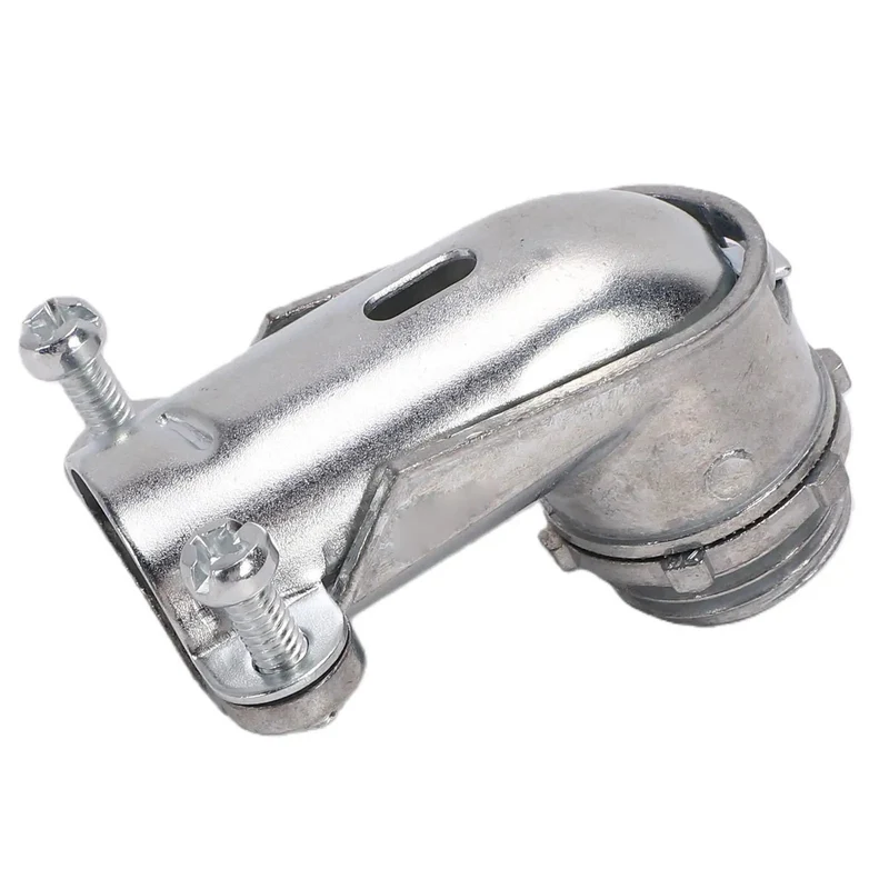 Rock Solid 90 Degree Squeeze Connector For 1/2 Inch Ac Mc And Flexible Metal Conduit Dead Simple Zinc Alloy Electrical Wiring Fitting Quick Straight Angle Turn Tight Space Hella Secure No Sweat Install