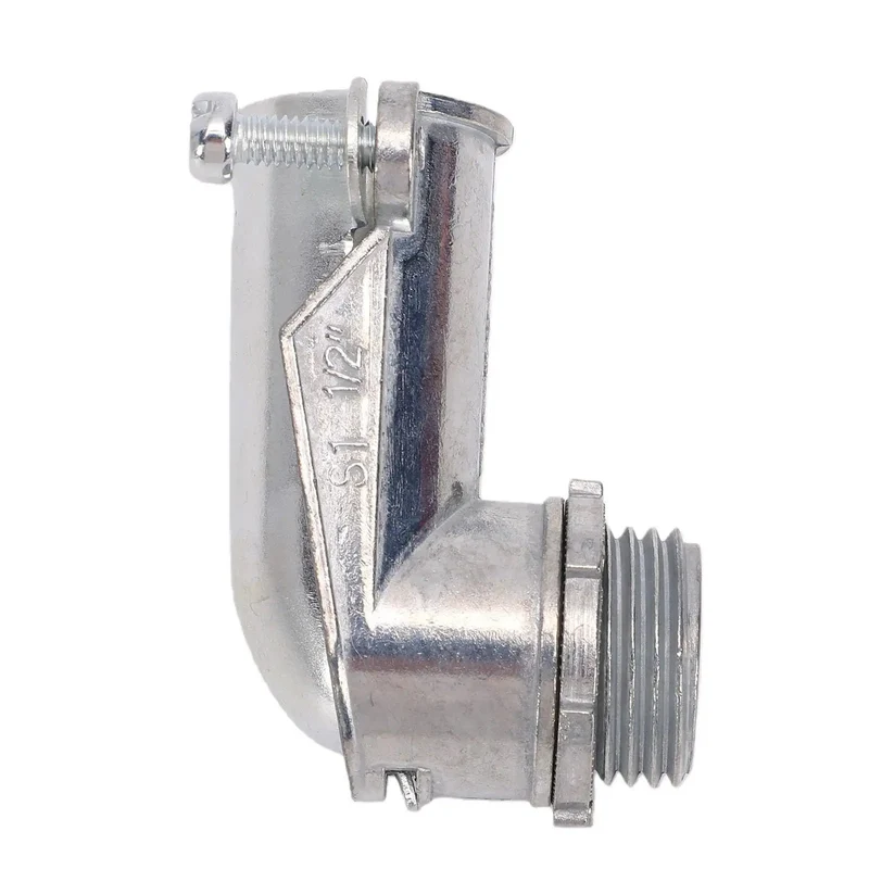 Rock Solid 90 Degree Squeeze Connector For 1/2 Inch Ac Mc And Flexible Metal Conduit Dead Simple Zinc Alloy Electrical Wiring Fitting Quick Straight Angle Turn Tight Space Hella Secure No Sweat Install