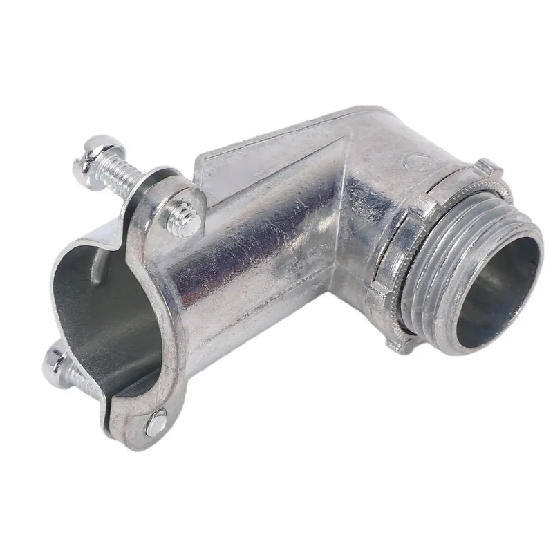Rock Solid 90 Degree Squeeze Connector For 1/2 Inch Ac Mc And Flexible Metal Conduit Dead Simple Zinc Alloy Electrical Wiring Fitting Quick Straight Angle Turn Tight Space Hella Secure No Sweat Install