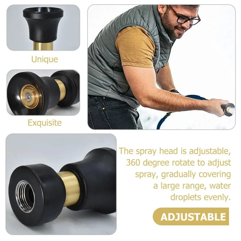 Hella Slick High Performance Water Sprinkler Head with Zinc Alloy Nozzle for Heavy Duty Garden Irrigation and Car Wash plus Deck and Gutter Cleaning Black Multi Mode Spray Full Control
