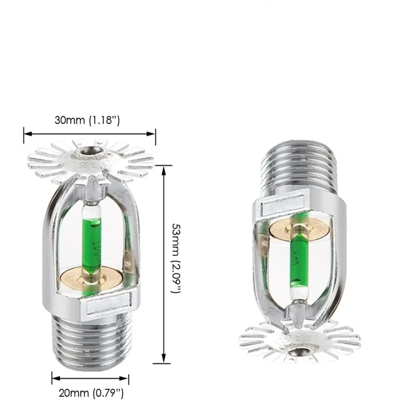 5-Pack Pendent Fire Sprinkler Heads 1/2 Inch Quick Response 93 Celsius Nickel Plated Copper With Wrench Badass Smoke Eaters Rapid Fire Suppression For Top Shelf Protection