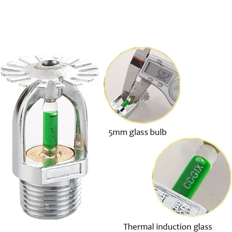 5-Pack Pendent Fire Sprinkler Heads 1/2 Inch Quick Response 93 Celsius Nickel Plated Copper With Wrench Badass Smoke Eaters Rapid Fire Suppression For Top Shelf Protection