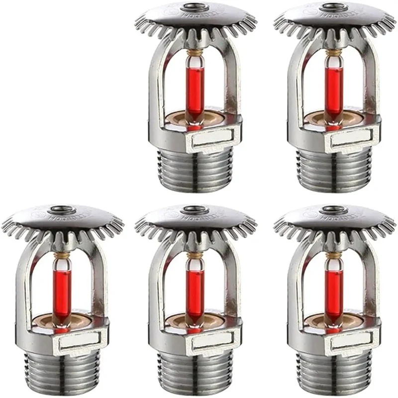 Top Shelf 5 Pack Fire Sprinkler Heads Chrome Plated Brass Heat Activated Upright Design Three Quarter Inch Dn20 K115 Rating Pro Grade Fixtures For Real World Commercial Safety