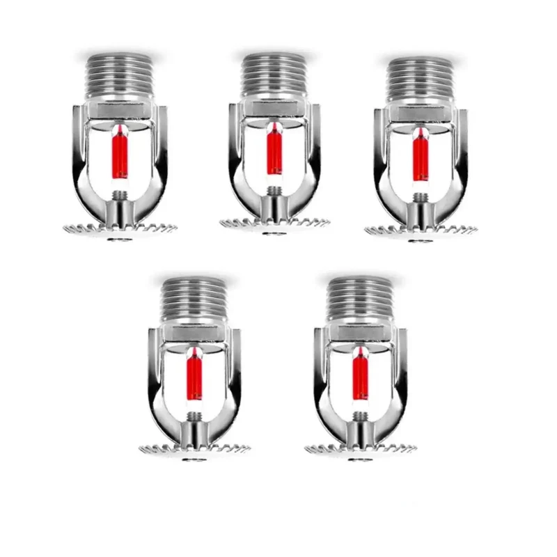 Top Shelf 5 Pack Fire Sprinkler Heads Chrome Plated Brass Heat Activated Upright Design Three Quarter Inch Dn20 K115 Rating Pro Grade Fixtures For Real World Commercial Safety