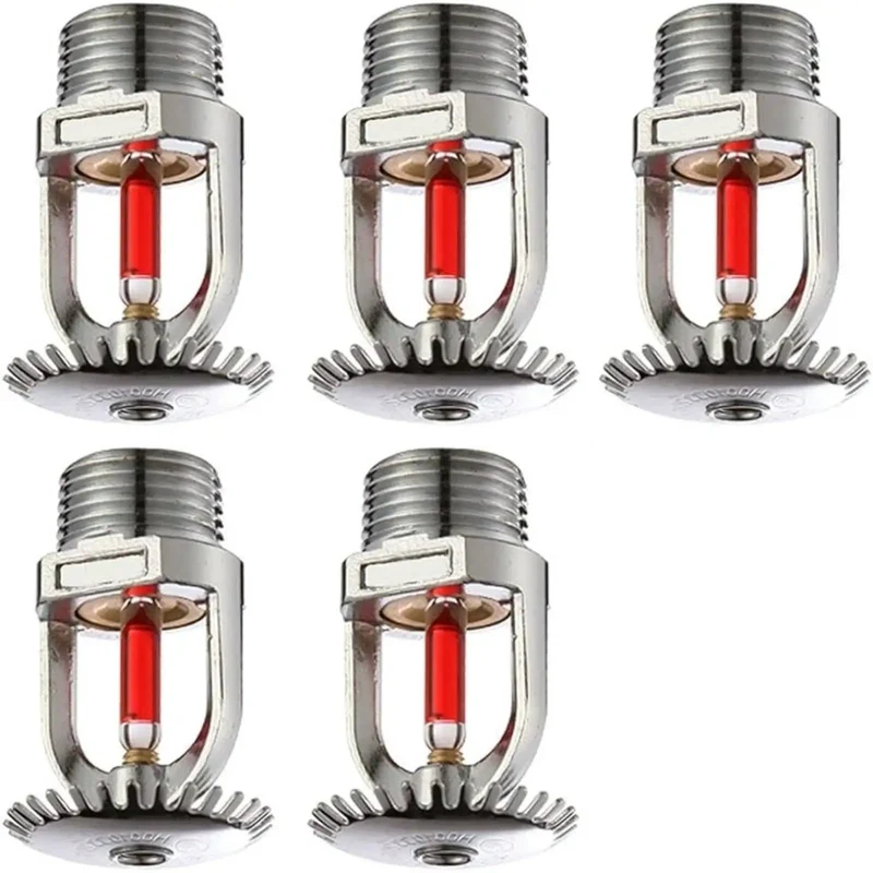 Top Shelf 5 Pack Fire Sprinkler Heads Chrome Plated Brass Heat Activated Upright Design Three Quarter Inch Dn20 K115 Rating Pro Grade Fixtures For Real World Commercial Safety