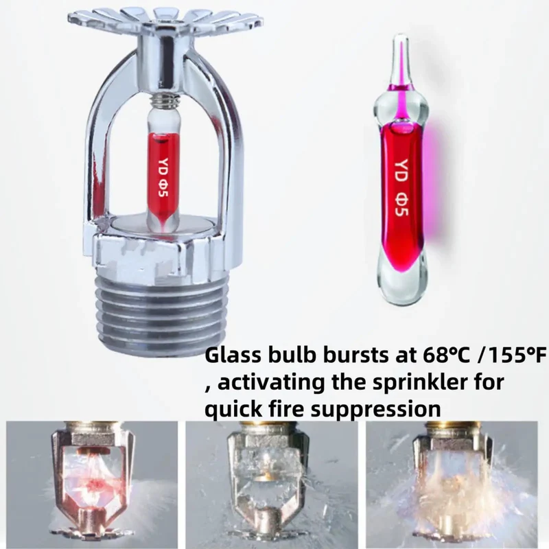 Top Shelf 5 Pack Fire Sprinkler Heads Chrome Plated Brass Heat Activated Upright Design Three Quarter Inch Dn20 K115 Rating Pro Grade Fixtures For Real World Commercial Safety