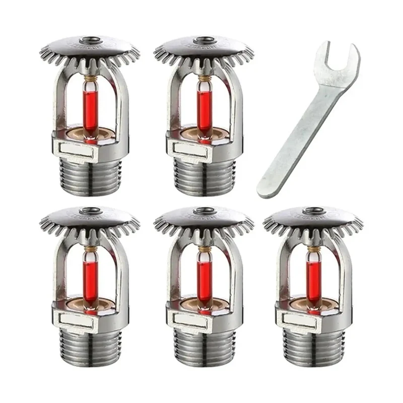 Knockout 5 Pack Heavy Duty Brass Fire Sprinkler Heads 155 Degree Fahrenheit Upright Design Featuring Fast Break Glass Bulbs For Unbeatable Indoor Defense Upgrades