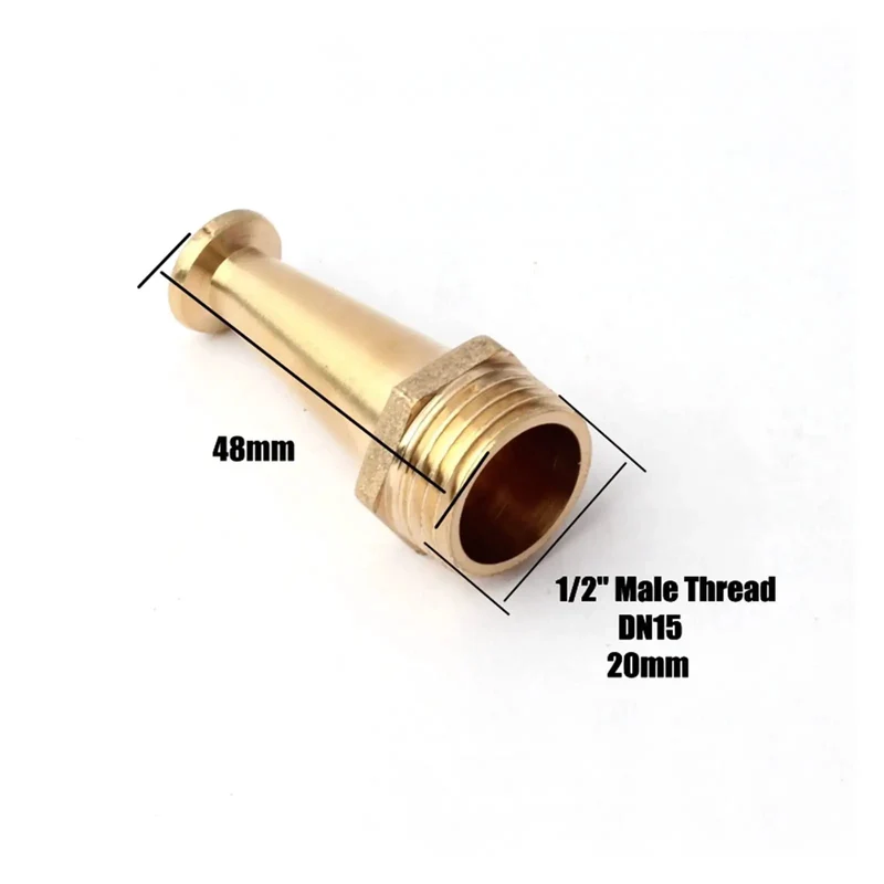 Rock Solid Heavy Duty Brass Sprinkler Nozzle With One Half Inch Male Thread Garden Lawn Irrigation Car Wash Water Gun Head Adjustable Smooth Flow Copper Fitting Tool