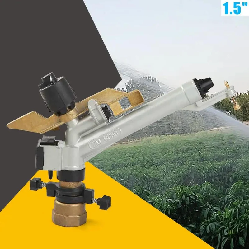 Heavy Duty Pro Grade 1.5 Inch Irrigation Sprinkler Gun With 360 Degree Adjustable Impact Spray For No Fuss Farm Garden And Forestry Watering On Big Acres