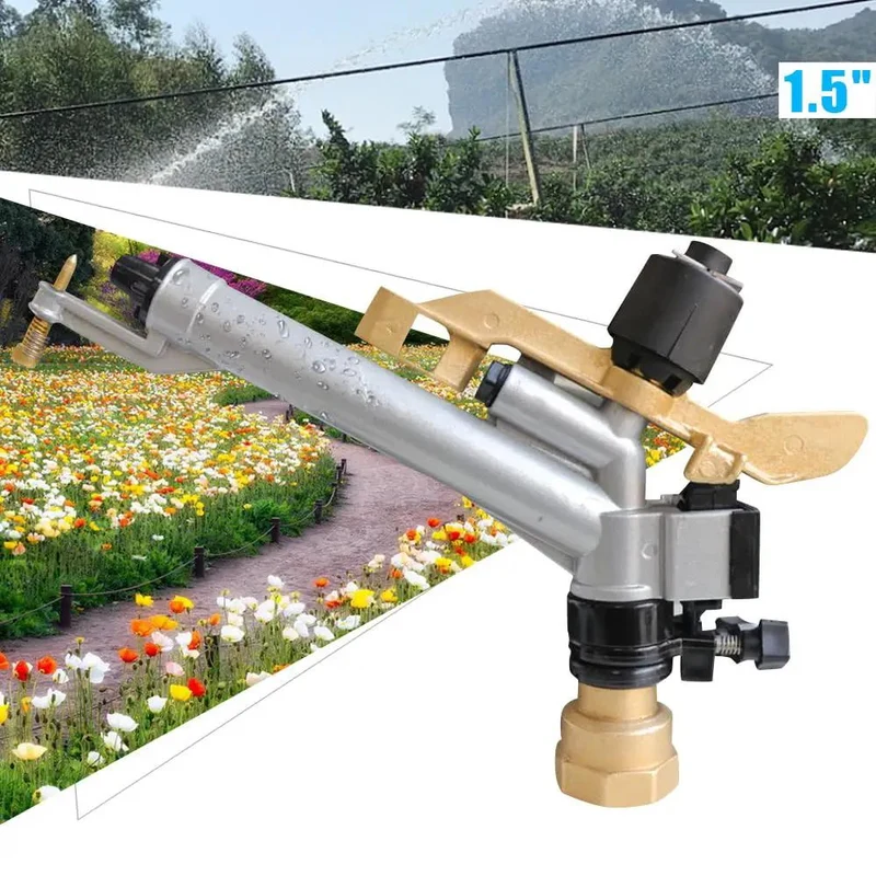 Heavy Duty Pro Grade 1.5 Inch Irrigation Sprinkler Gun With 360 Degree Adjustable Impact Spray For No Fuss Farm Garden And Forestry Watering On Big Acres