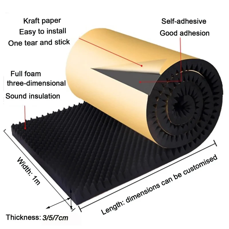 Self Adhesive Acoustic Panels For Walls, Heavy Duty Egg Crate Soundproofing Foam, Straight Up Zero Echo Pads, Built Tough Polyurethane Audio Dampening Rolls, No Hassle Peel Stick Room Treatment Sheets, Crisp Red, 7 Cm Thick By Fifty Meter Length