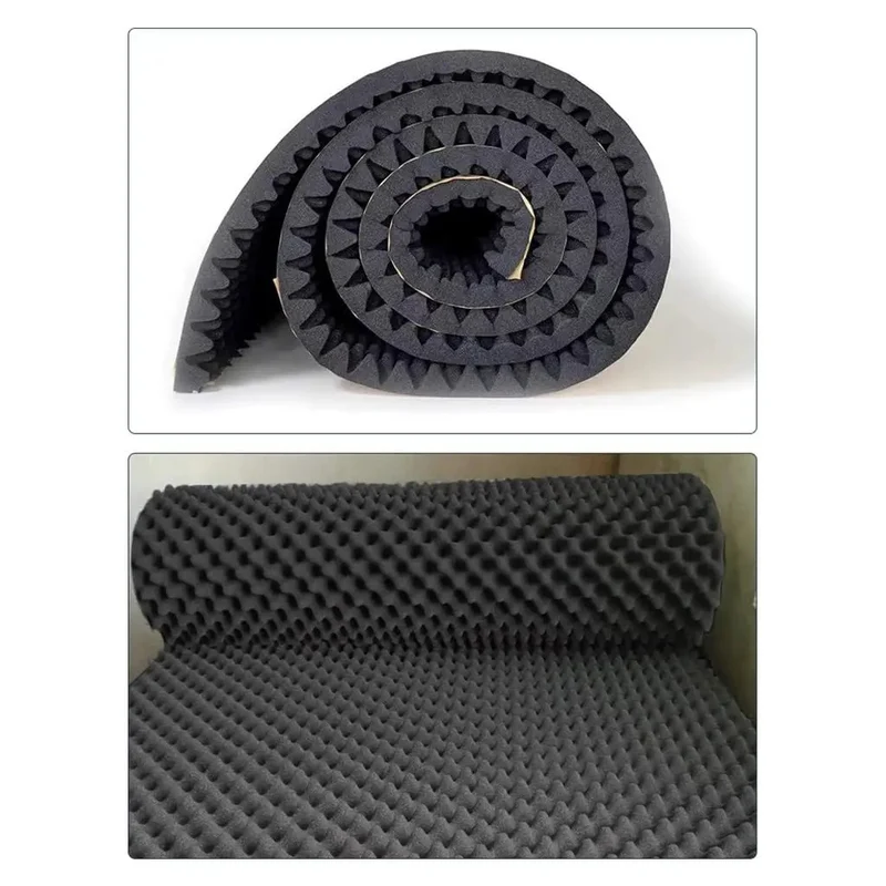Hefty Self Adhesive Soundproof Egg Crate Foam Roll Wall Panels Grey High Density Fireproof Acoustic Noise Absorbing Padding No Sweat Peel Stick Easy Room Hack