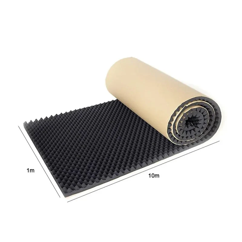 Hefty Self Adhesive Soundproof Egg Crate Foam Roll Wall Panels Grey High Density Fireproof Acoustic Noise Absorbing Padding No Sweat Peel Stick Easy Room Hack