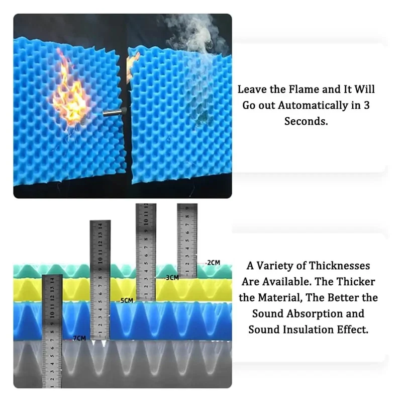 Top Shelf Soundproof Panels Thick 3Cm Self Adhesive Acoustic Foam Noise Insulation Wall Tiles Home Studio Audio Treatment Easy Cut Sound Absorption Mats Rock Solid Heavy Duty Knockout Build