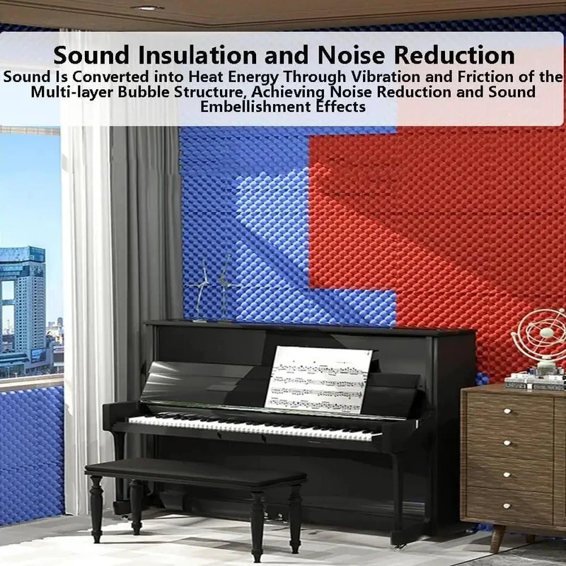Top Tier Self Adhesive Acoustic Foam Panels Sick Soundproofing Tiles For Home Studio And Music Room Wall Sound Dampening Pads Low Odor Polyurethane Egg Crate Design Mat Black