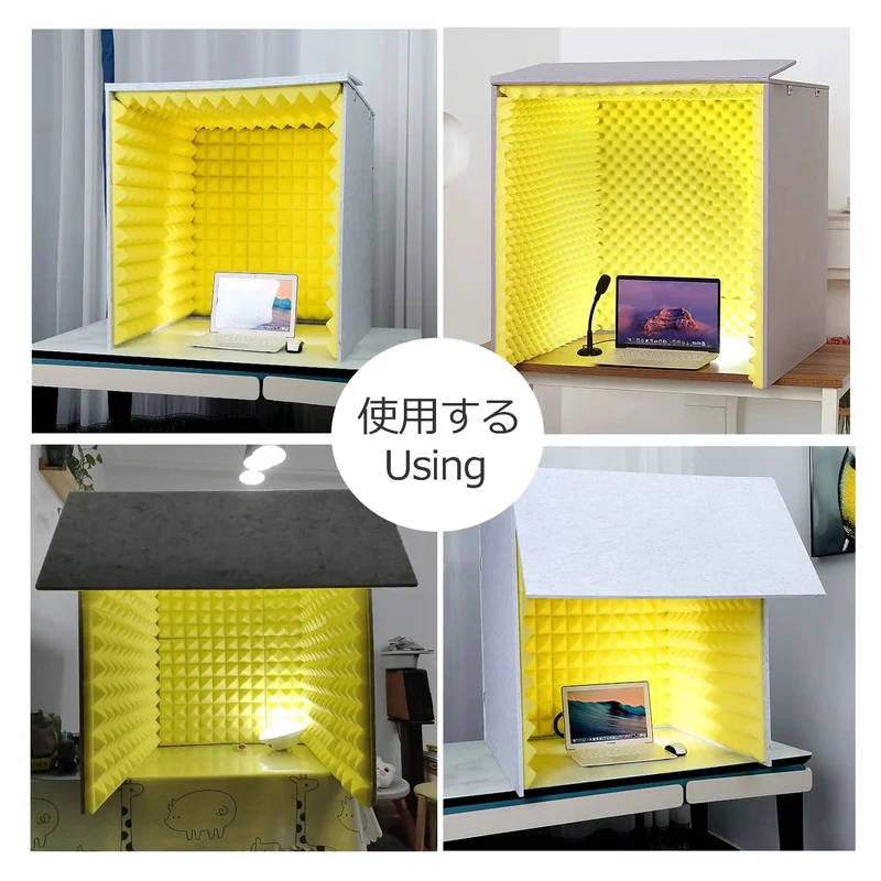 Portable Microphone Soundproof Foam Booth Cube High Density Noise Isolating Acoustic Panels For Podcast Content Creator Studio Recording Streaming Voiceover Desk Setup