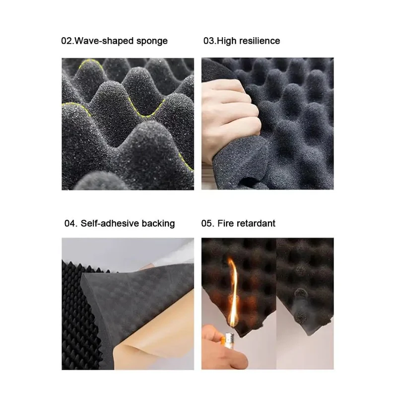 Premium Self Adhesive Egg Crate Acoustic Panels For Walls High Density Fireproof Sound Insulation Foam Roll Noise Cancelling Wall Treatment Grey Dope Sound Blocking To Squash Echoes And Keep Your Vibe Crisp