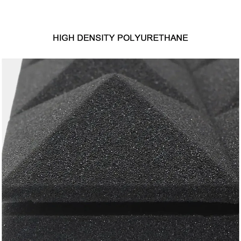 Rock Solid Acoustic Foam Panels 6 Pack Pyramid Soundproof Wall Decor 12X12X2 Inch Flame Retardant Dampening Treatment Block Studio Home Room Echo Reverb Bass