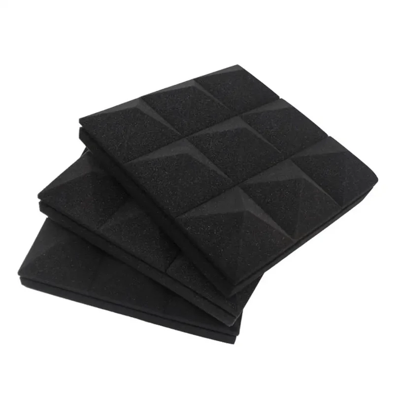 Rock Solid Acoustic Foam Panels 6 Pack Pyramid Soundproof Wall Decor 12X12X2 Inch Flame Retardant Dampening Treatment Block Studio Home Room Echo Reverb Bass