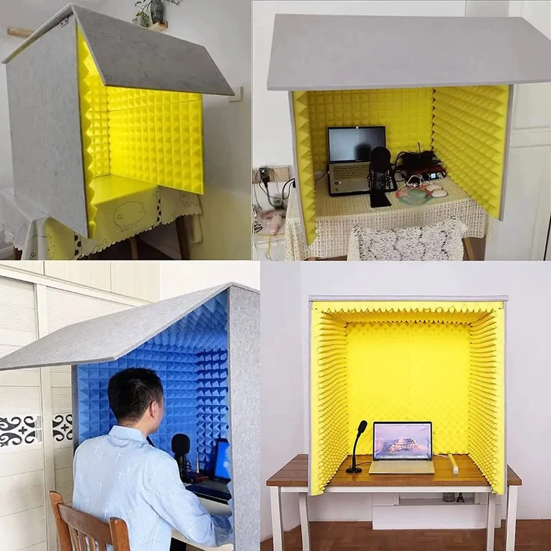Portable Vocal Booth Soundproof Desk Shield For Top Tier Home Studio Vocal Recordings Built With 360 Degree Sound Absorbing Foam To Crush Outside Noise And Give Your Singing Vocals Total Badass Clarity