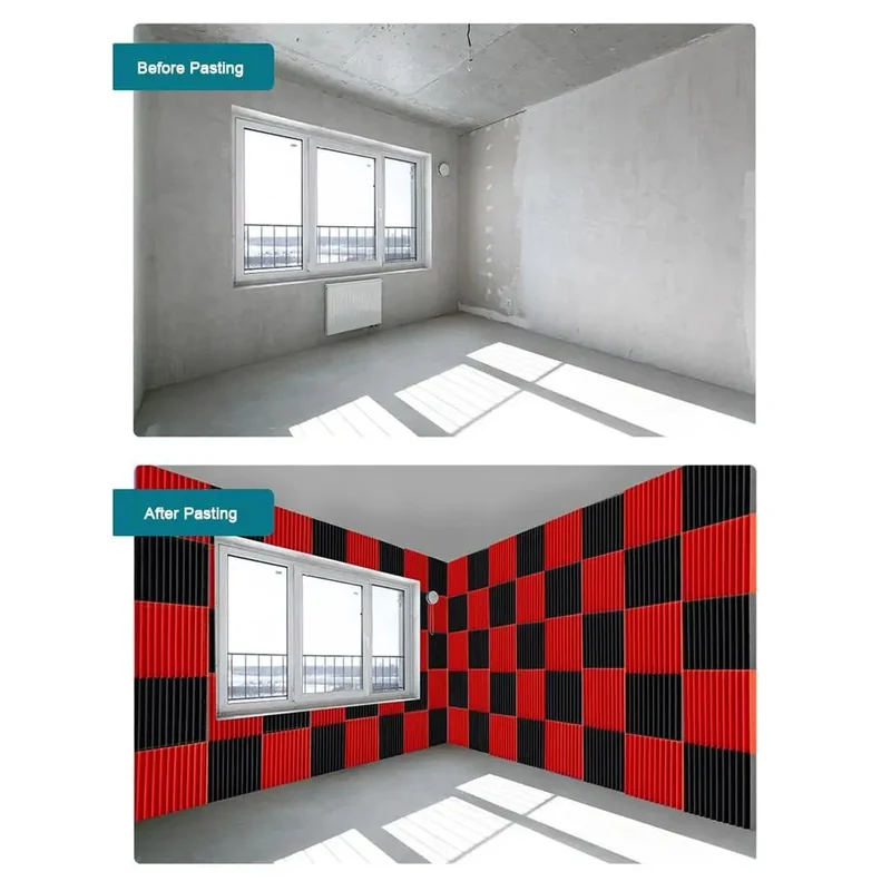 12 Piece Triangle Groove Acoustic Foam Panels For Sound Proofing High Density Flame Retardant Studio Sound Dampening Wall Tiles 12X12X2 Inches Red Sick Noise Absorption Solid Build Quality Game Changing Room Acoustics