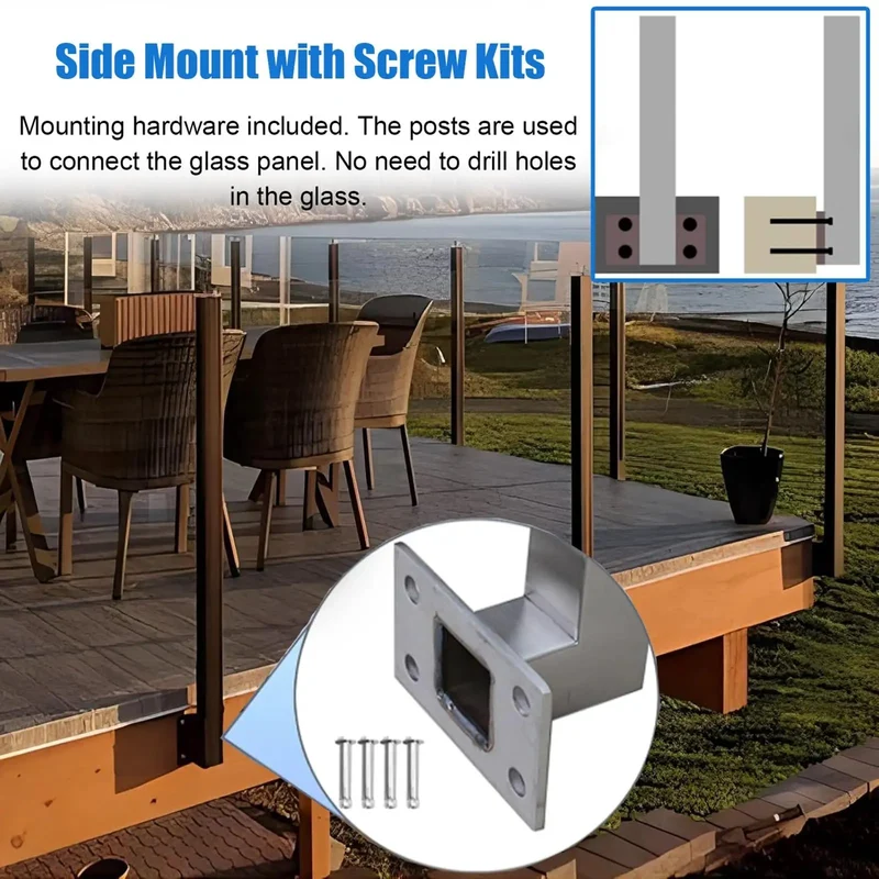 Badass Black Balcony Railing System With Wall Mount Deck Panel Fencing And Clete Infill Kit For Secure Patios Super Quick DIY Assembly Solid Guardrail Pillar Thirty Nine Inches Tall