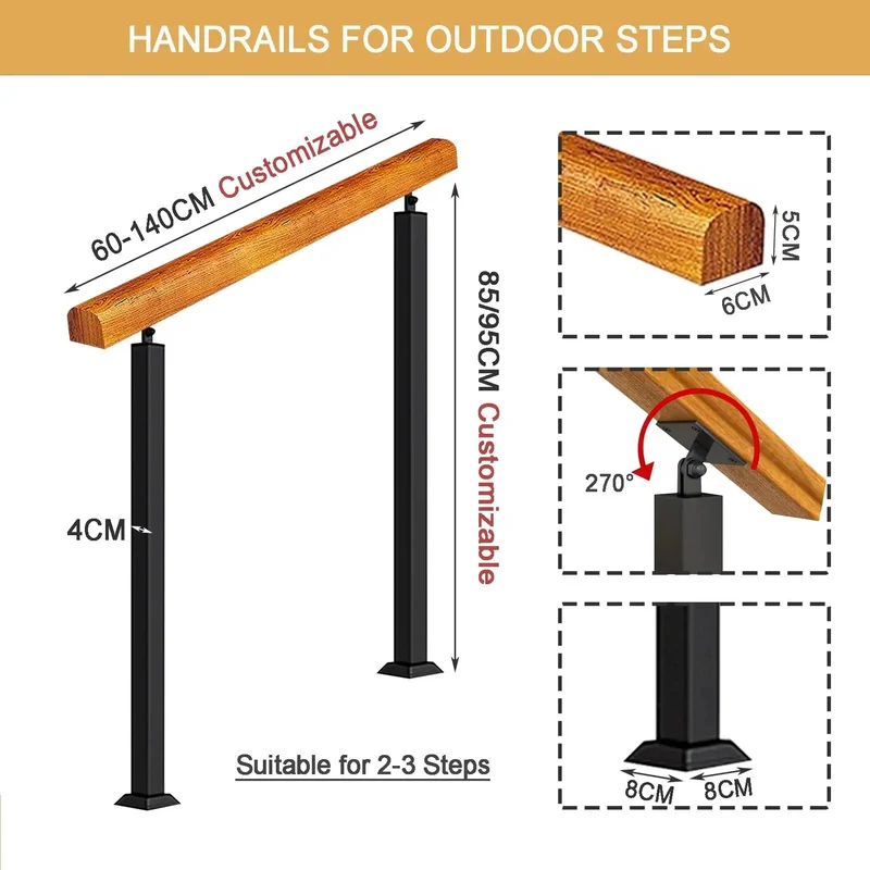 Rock Solid Adjustable Wooden Hand Railing For Floor Mount Bannister System Great For Indoor Outdoor Stairs Decks And Gardens Offering Zero Fuss Install Natural Timber Finish And Bulletproof Durability For Reliable Everyday Use