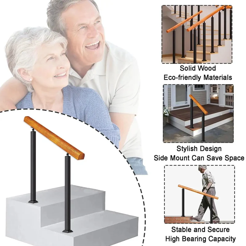 Rock Solid Adjustable Wooden Hand Railing For Floor Mount Bannister System Great For Indoor Outdoor Stairs Decks And Gardens Offering Zero Fuss Install Natural Timber Finish And Bulletproof Durability For Reliable Everyday Use