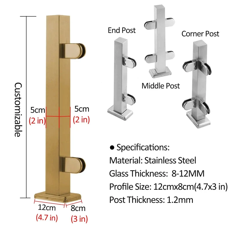 Super Heavy Duty Stainless Steel Glass Railing Baluster Post Clamp For Decks Patios And Balconies Slick Square Design For Outdoor Fencing And Stair Projects With Rock Solid Adjustability