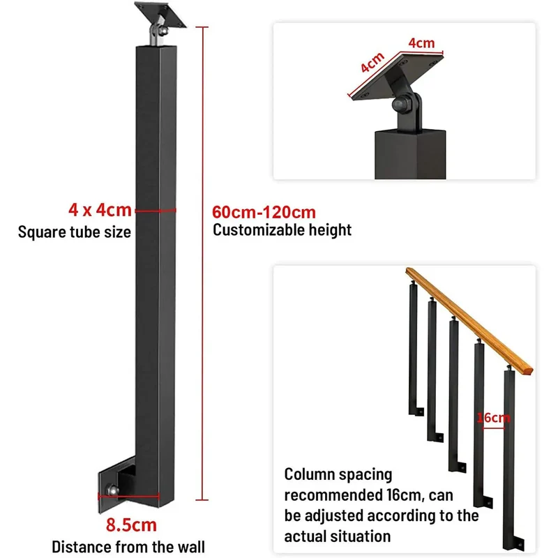 Rock Solid Black Metal Railing Pillar Featuring 270 Degree Pivot Mount Bracket Heavy Duty Deck Balusters With Crisp Slim Spindle Posts For Quick Porch Setup And Backyard Fence Upgrades