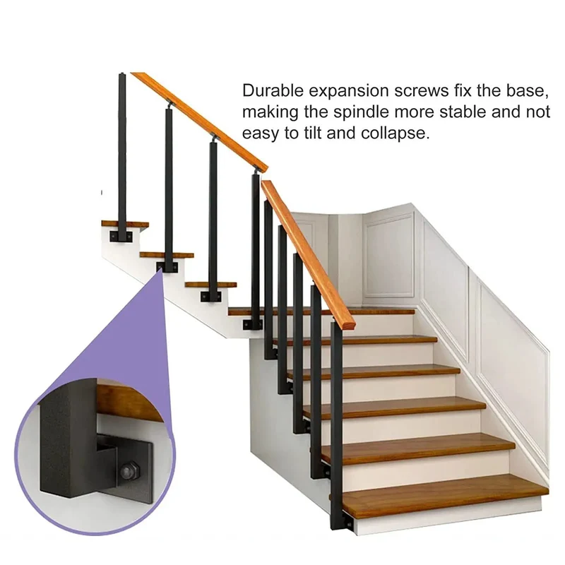 Rock Solid Black Metal Railing Pillar Featuring 270 Degree Pivot Mount Bracket Heavy Duty Deck Balusters With Crisp Slim Spindle Posts For Quick Porch Setup And Backyard Fence Upgrades