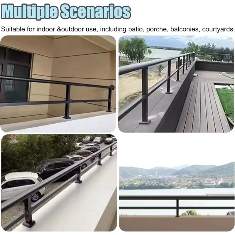 Heavy Duty Temporary Deck Railing Guardrail System Adjustable Safety Fence For Pets And Kids Weather Resistant Galvanized Steel With No Sweat Setup Outdoor Patio Barriers