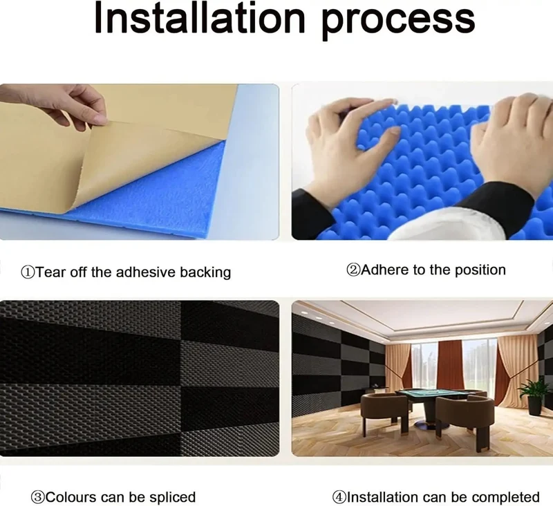 High Density Polyurethane Soundproofing Foam Panels With Strong Adhesive Backing For Knocking Out Room Echoes And Block Out Bad Background Noise, Supercharge Your Studio Setup