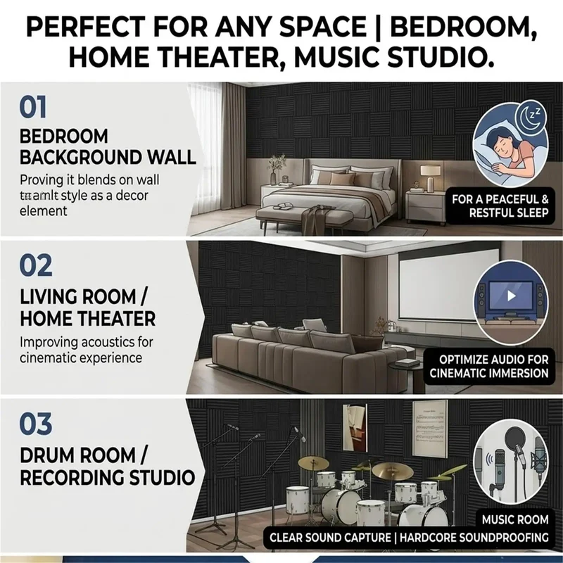 Rock Solid Peel And Stick Acoustic Foam Roll Self Adhesive Soundproof Wall Padding For Noise Reduction Room Setup Quick Hassle Free Install Continuous Width Minimizes Seams No Sticky Glue Mess Required