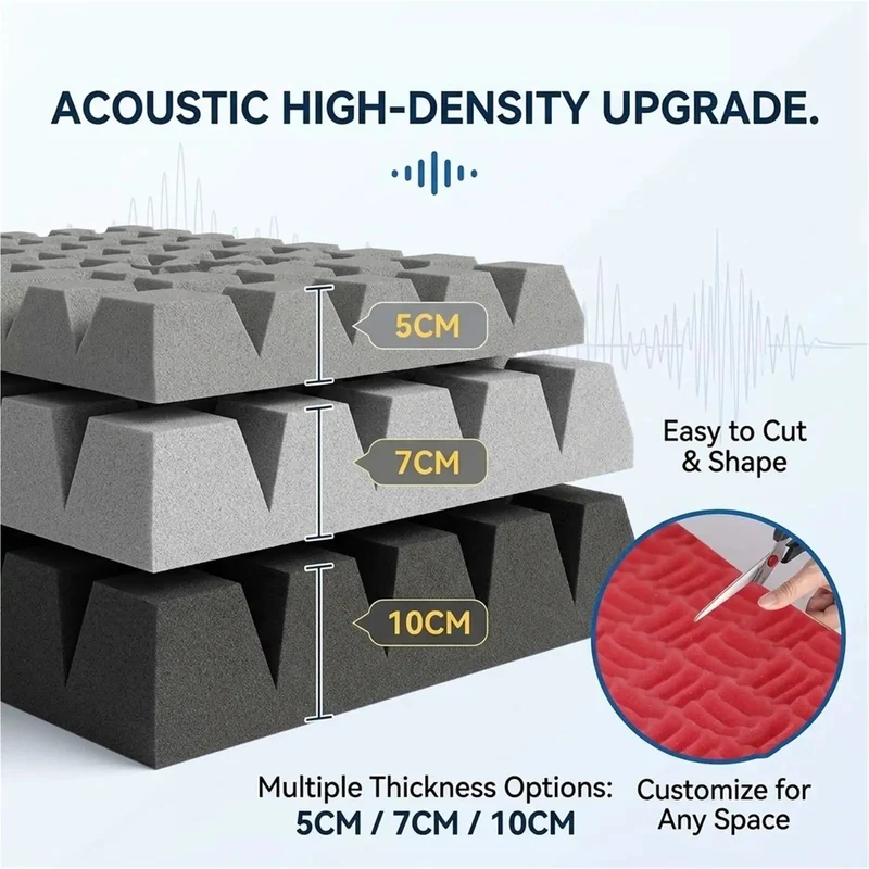 Heavy Duty Soundproof Wedge Foam Wall Panels For Home Studio Acoustic Treatments Peel And Stick Noise Reduction Insulation Roll With Rock Solid High Density Dampening Pads