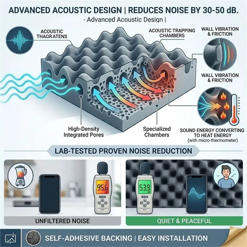 Heavy Duty Soundproof Wedge Foam Wall Panels For Home Studio Acoustic Treatments Peel And Stick Noise Reduction Insulation Roll With Rock Solid High Density Dampening Pads