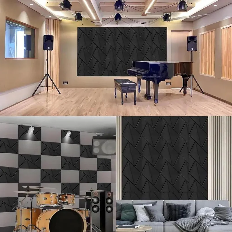 Straight Up Solid Acoustic Wall Panels Set Of 8 High Density Soundproof Foam Tiles With Hassle Free Peel And Stick Install For Cozy Home Office Or Gaming Spot To Banish Every Last Echo