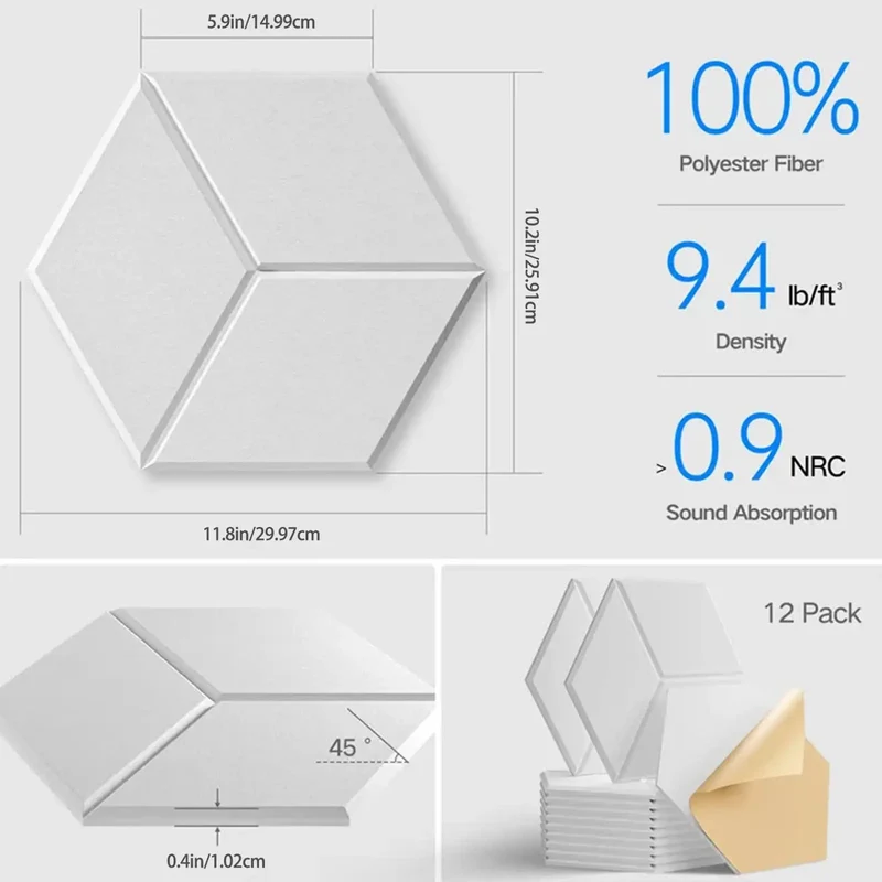 Twelve Pack Hexagonal Foam Soundproof Wall Panels Boost Your Home Theater Or Recording Studio With Sleek Design Block Echo For A Smooth Vibe And Crystal Clear Audio Game Changer Daily