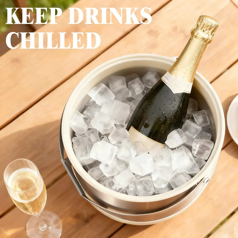 Keep It Frosty 4.8 Liter Insulated Ice Bucket With Snug Fit Lid And Drop Handle Scoop Top Tier Pick For Weekend Tailgates Poolside Lounges And Casual House Parties In Crisp White